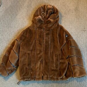 All Brown Faux Fur Jacket